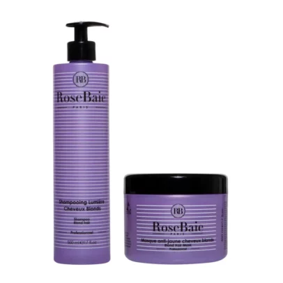 Ensemble RoseBaie shampoing et masque pour cheveux blonds et blancs